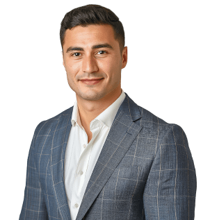 Confident Businessman in Blue Plaid Suit 1 1